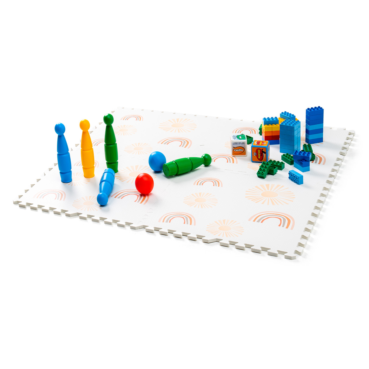 Мат-пазл дитячий EVA 60х60х1,2cm - 6 частин Rainbow, Килимок для повзання пазл WCG