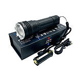 Ручний універсальний ліхтар X-BALOG BL-A85-P90 з 5 режимами роботи від акумулятора 18650 або трьох батарей ААА, фото 3