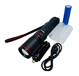 Акумуляторний водонепроникний компактний ручний ліхтар X-BALOG Bl-S009-gt100 26650 зі шнурком, фото 8