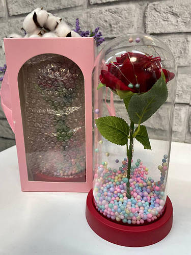 Роза светящаяся в стеклянной колбе с LED подсветкой Rose of Love ...