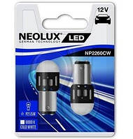 Лампа Neolux светодиодная 12V P21/5W Led 1.2W Bay15D (2шт) (NE_NP2260_CW-02B)
