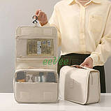 Дорожня косметичка сумка органайзер для косметики і аксесуарів підвісна Бежевий (60481), фото 2