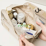 Дорожня косметичка сумка органайзер для косметики і аксесуарів підвісна Бежевий (60481), фото 4
