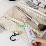 Дорожня косметичка сумка органайзер для косметики і аксесуарів підвісна Бежевий (60481), фото 6