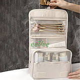 Дорожня косметичка сумка органайзер для косметики і аксесуарів підвісна Бежевий (60481), фото 7