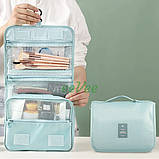 Дорожня косметичка сумка органайзер для косметики і аксесуарів підвісна Блакитний (60483), фото 3