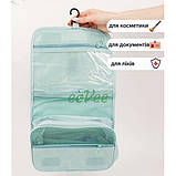 Дорожня косметичка сумка органайзер для косметики і аксесуарів підвісна Блакитний (60483), фото 7
