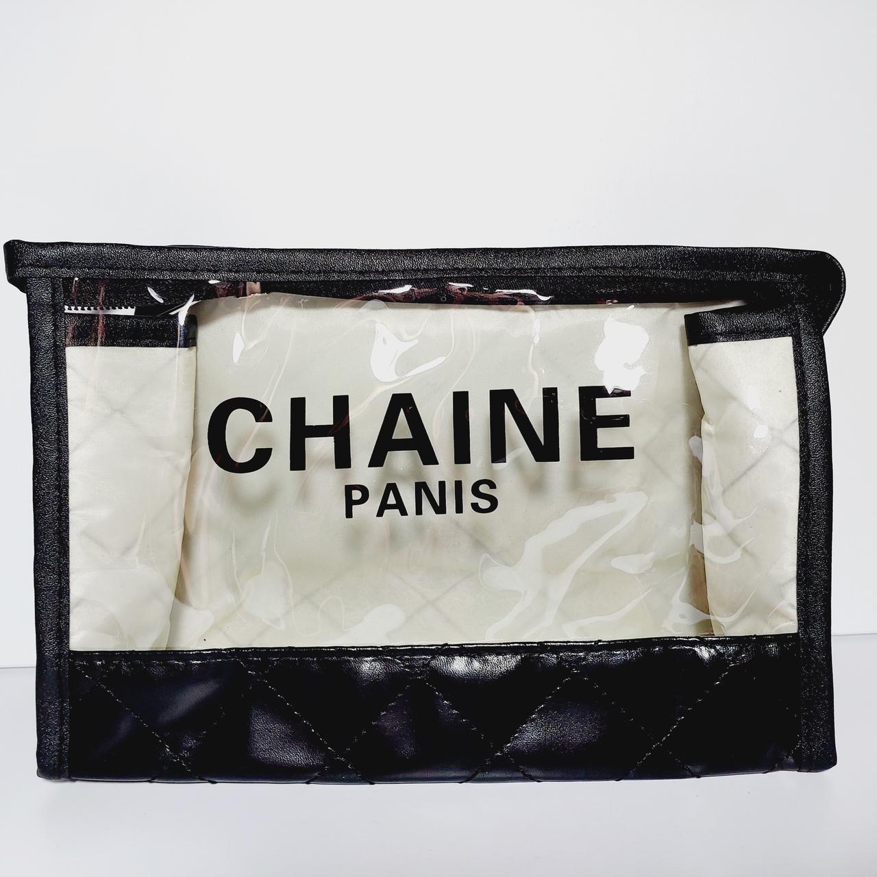 Косметичка прямокутної форми чорна шкірозамінник 1117, фото 1