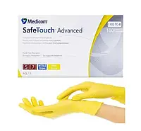 Перчатки нитриловые текстурированные без пудры нестерильные. SafeTouch® Advanced желтые 100 шт. уп. S