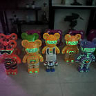 Світний конструктор у формі ведмедика Bearbrick "Серце" 3D Magic Blocks, Бузковий, 4031 деталь, фото 3