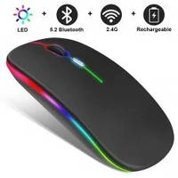 Беспроводная бесшумная мышь BauTech Со светодиодной RGB подсветкой аккумуляторная Bluetooth + 2.4 ГГц