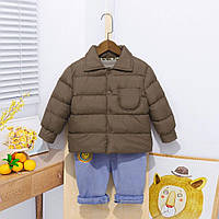 Дитяча куртка демісезонна для хлопчиків і дівчаток; тепла курточка, коричневий бомбер для дітей