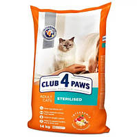 Клуб 4 Лапи, Club 4 Paws Premium сухий корм для дорослих стерилізованих котів, курка, 14 кг