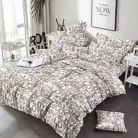 Семейный набор светлого хлопкового постельного белья с текстом LOVE из Бязи Gold от производителя Черешенка