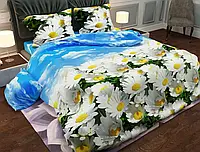 Яркий двуспальный комплект постельного белья Ромашки 180*220 из Бязи Gold от производителя Черешенка