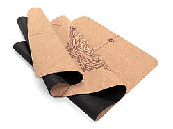 Корковий килимок для йоги "Квітка життя", 185х66х0,4см