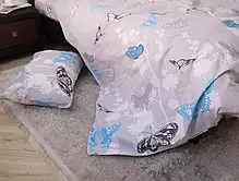 Односпальний комплект світлої постільної білизни Метелики 150*220 бавовняний з Бязі Gold Черешенька ТМ, фото 6