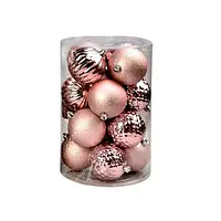 Елочные новогодние шарики Stenson 9650 8см наб/16шт розовый