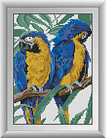 Алмазная мозаика без подрамника Два попугая Dream Art 30293 20x28см 25 цветов квадр.стразы полная зашивка.
