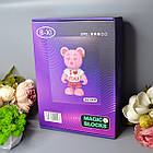 Конструктор 3D Magic Blocks у формі ведмедика Bearbrick "Kisses" I love you рожевий 4450 деталей, фото 3