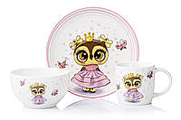 Набор фарфоровой детской посуды Ardesto Princess owl на 3 предмета (AR3453OS)