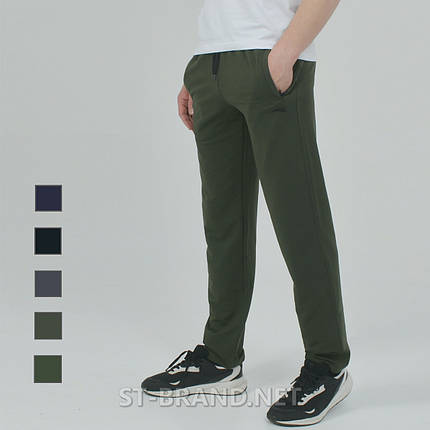 M-3ХL. Зручні та практичні чоловічі спортивні штани з якісного трикотажу двунитки - хакі, фото 2