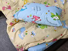 Односпальний комплект дитячої постільної білизни Динозаври 150*220 бавовняний, компаньйони блакитний і жовтий із Бязі Gold, фото 4