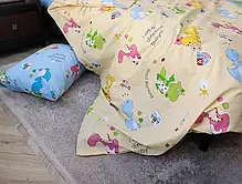 Односпальний комплект дитячої постільної білизни Динозаври 150*220 бавовняний, компаньйони блакитний і жовтий із Бязі Gold, фото 6