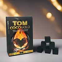Уголь натуральный для кальяна кокосовый Tom COCO Gold быстроразжигающийся 1 кг. 72шт/уп. без запаха