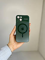 Скляний , матовий чохол із захисними лінзами та підтримкою MagSafe для Iphone 14 ( зелений )