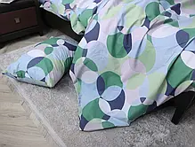 Стильний односпальний комплект постільної білизни з геометричним принтом кола 150*220 бавовняне з Бязі Gold Черешенька ТМ, фото 6