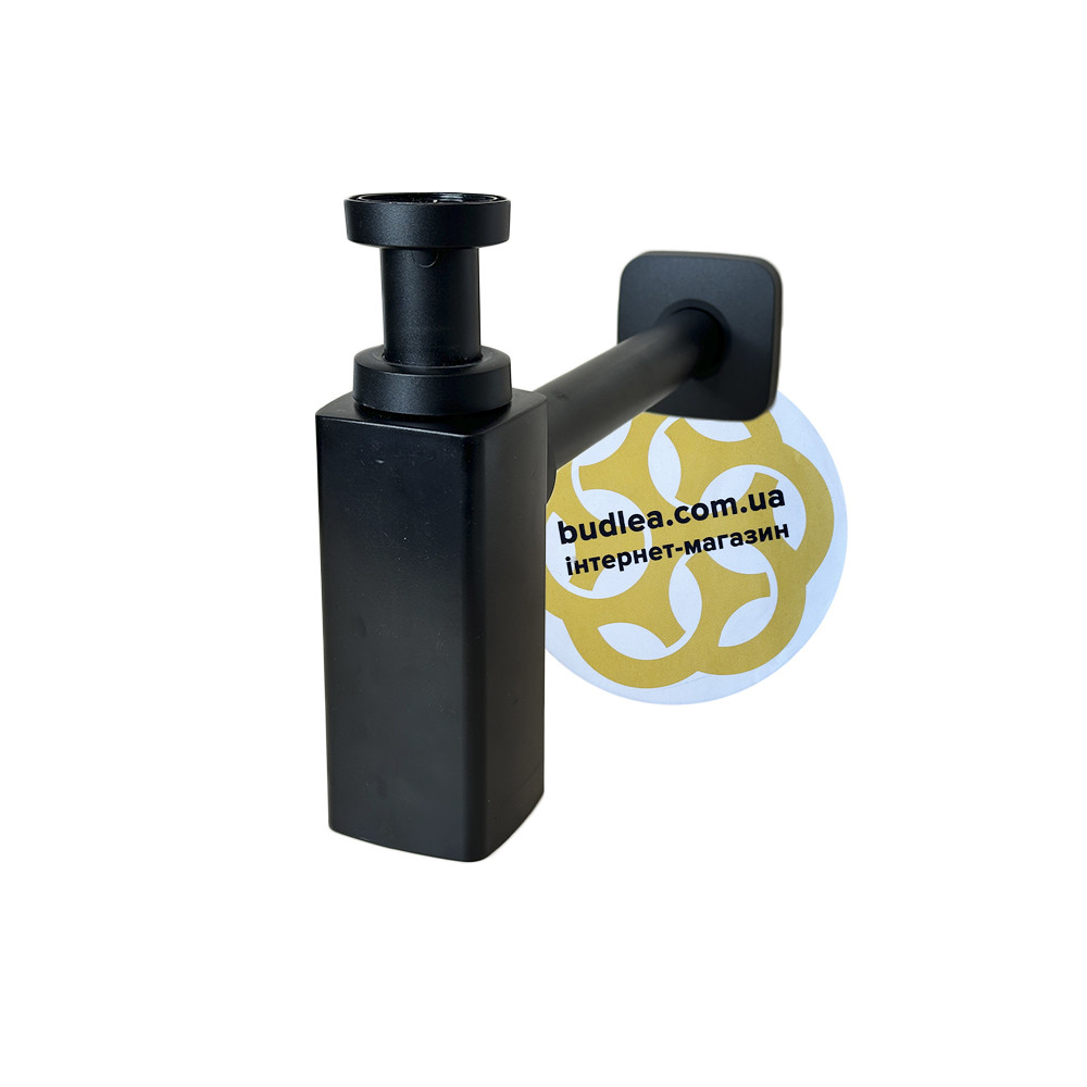 Універсальний сифон для раковини Quad 1-1/4" 200-250 мм, квадратний, чорний Sanpreis