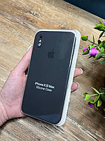Силіконовий чохол із закритою камерою та квадратними бортиками на iPhone XS Max чорний ( Square Full camera №