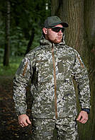 Демисезонная тактическая куртка Soft Shell, водоотталкивающая армейская куртка осень весна зсу M, Пиксель