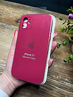 Силіконовий чохол із закритою камерою та квадратними бортиками на iPhone 11 рожевий ( Square Full camera № 36