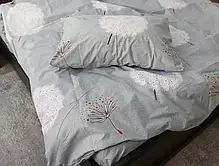 Односпальний комплект світлої сірого постільної білизни з принтом білі кульбаби 140*220 бавовняний із Бязі Gold Черешенька ТМ, фото 5