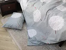 Односпальний комплект світлої сірого постільної білизни з принтом білі кульбаби 140*220 бавовняний із Бязі Gold Черешенька ТМ, фото 6