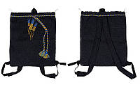 Сумка - рюкзак - шоппер с вышивкой (Темный джинс) 45 х 40 см