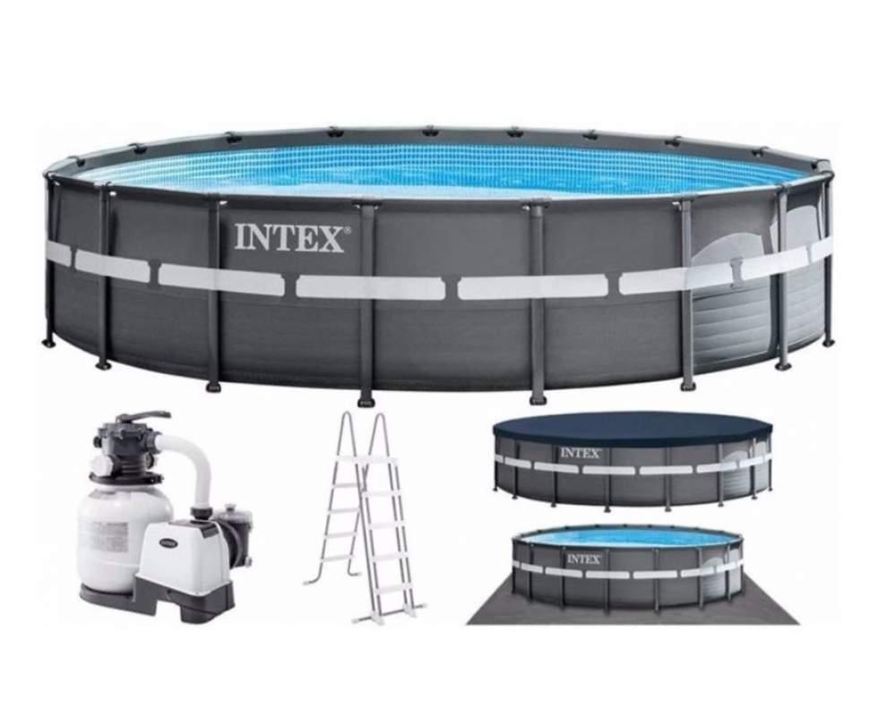 Каркасний басейн Intex 26330 Ultra Frame Pool (549х132 см) з пісочним фільтром, драбиною та тентом, фото 1