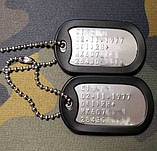 Комплект особистих військових жетонів ЗСУ зразка НАТО. Нержавіюча сталь. Оплата при отриманні. Швидка відправка армійських жетонів, фото 2