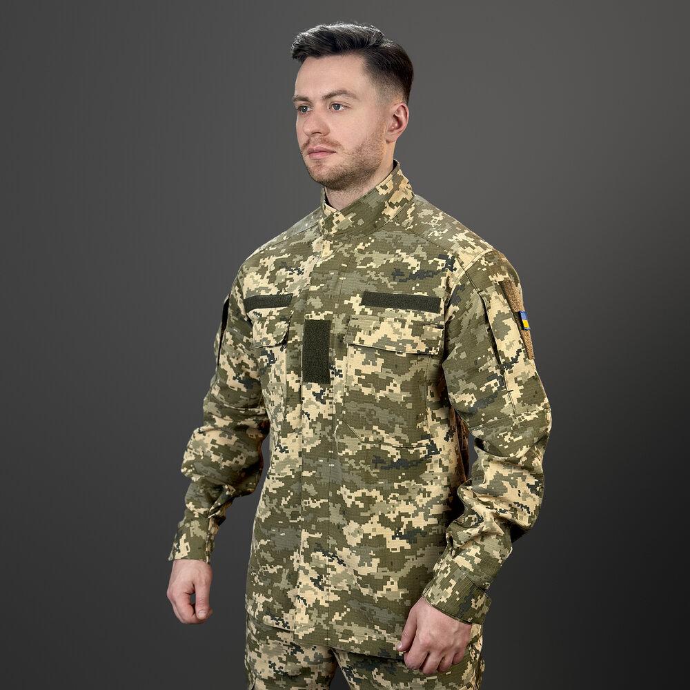 Чоловічий тактичний кітель демісезонний з кишенями піксель Pobedov Rip-Stop S, фото 1