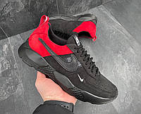 Мужские кожаные кроссовки черные с красным Nike кроссовки мужские из натуральной кожи найк