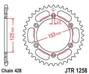 Мотозірка задня  JTR1258.54 Honda  XR125 L 2003-2007, фото 1