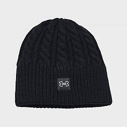Шапка UA Halftime Cable Knit Beanie чорний Жін OSFM 1379995-001