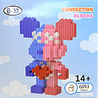 Конструктор 3D Magic Blocks у формі ведмедика "Мультгерої" Синьо-рожевий ведмедик 12 см, фото 3