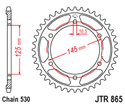 Мотозірка задня JTR865.43 YAMAHA FZ 750 ,YAMAHA FZR 500-600,YAMAHA FZX 750, фото 1