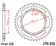 Мотозірка задня JTR839.53 YAMAHA DT 125-200, YAMAHA TDR125 , YAMAHA WR 125/200 1988-2016, фото 1