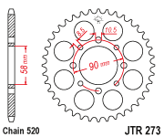 Мотозірка задня JTR273.45 HONDA CA 125 , CMX, Honda VT125 Shadow, Honda XL Varadero ; KTM DUKE 125, фото 1
