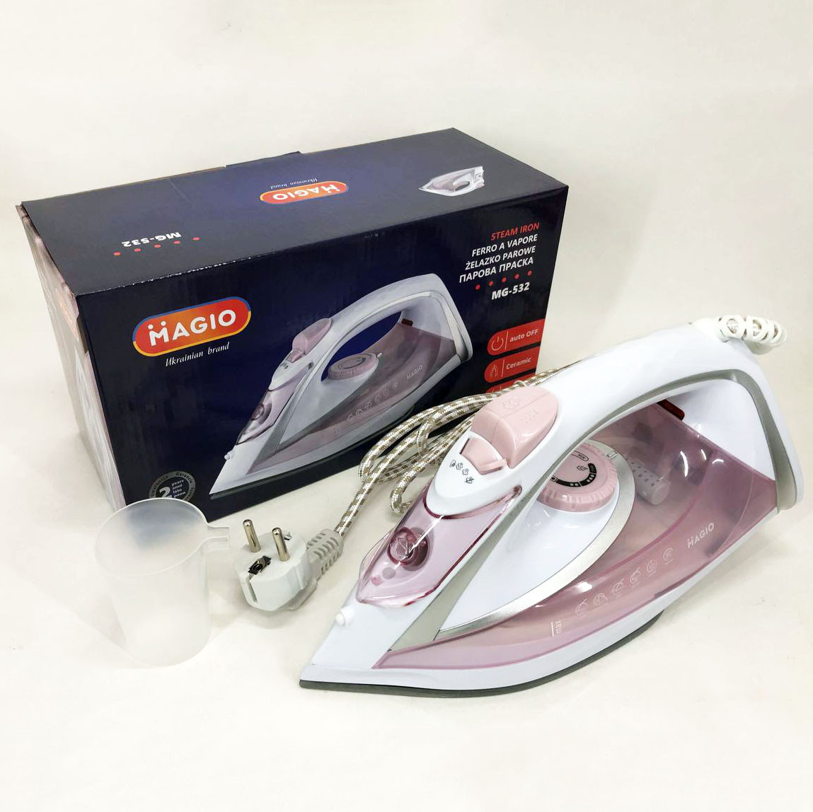 Хороші бюджетні праски MAGIO MG-532 2800 Вт, Керамічна праска для прасування, Електричні праски з парою IE-39, фото 1