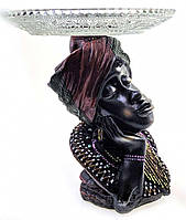 Статуэтка декоративная Африканка с блюдом 16,5 см (DN26899C) H[, код: 6445100
